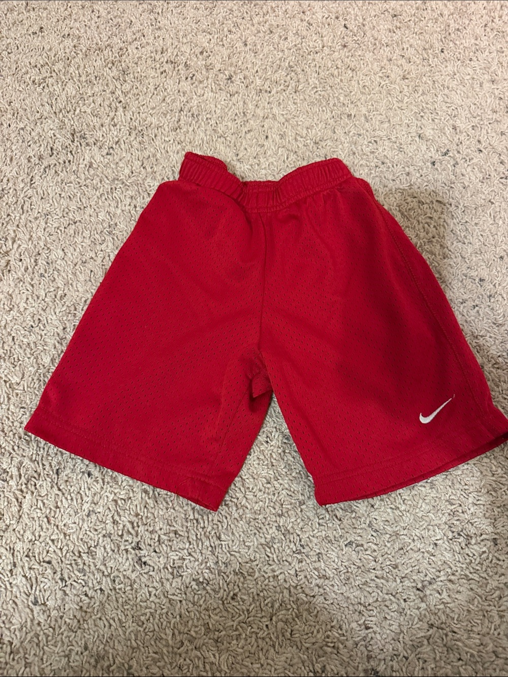 Nike Kids Red Mesh Athletic Shorts with Swoosh